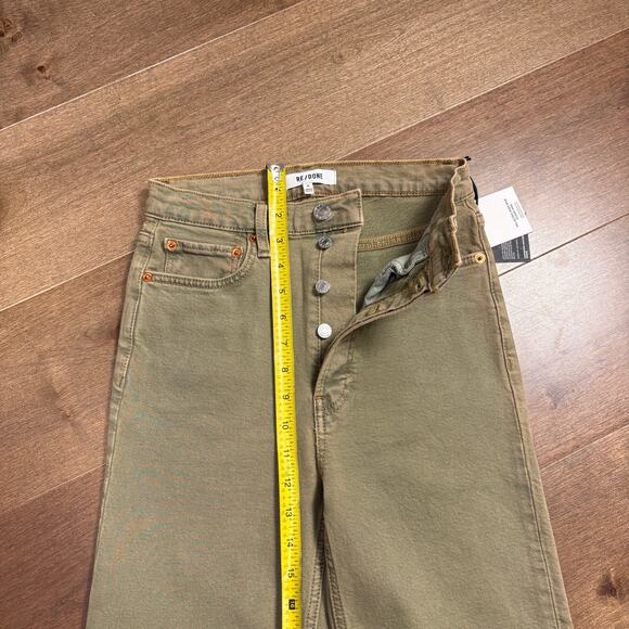 Redone Originals Womens 70s Ultra High Rise Stove Pipe Jeans Washed Sage size 25 - Picture 2 of 7